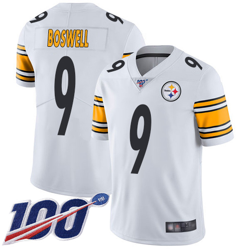 Men Pittsburgh Steelers Football #9 Limited White Chris Boswell Road 100th Season Vapor Untouchable Nike NFL Jersey